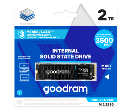 Dysk wewnętrzny GOODRAM 2TB M.2 PCIe NVMe PX500 G3
